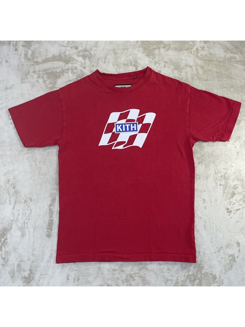 KITH Racing T-Shirt Tee Crew Neck Cotton Red Spell Out Embroidered Logo Mens XS